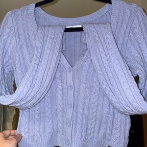 Hollister Women's Cable Knit Cardigan - Light Blue